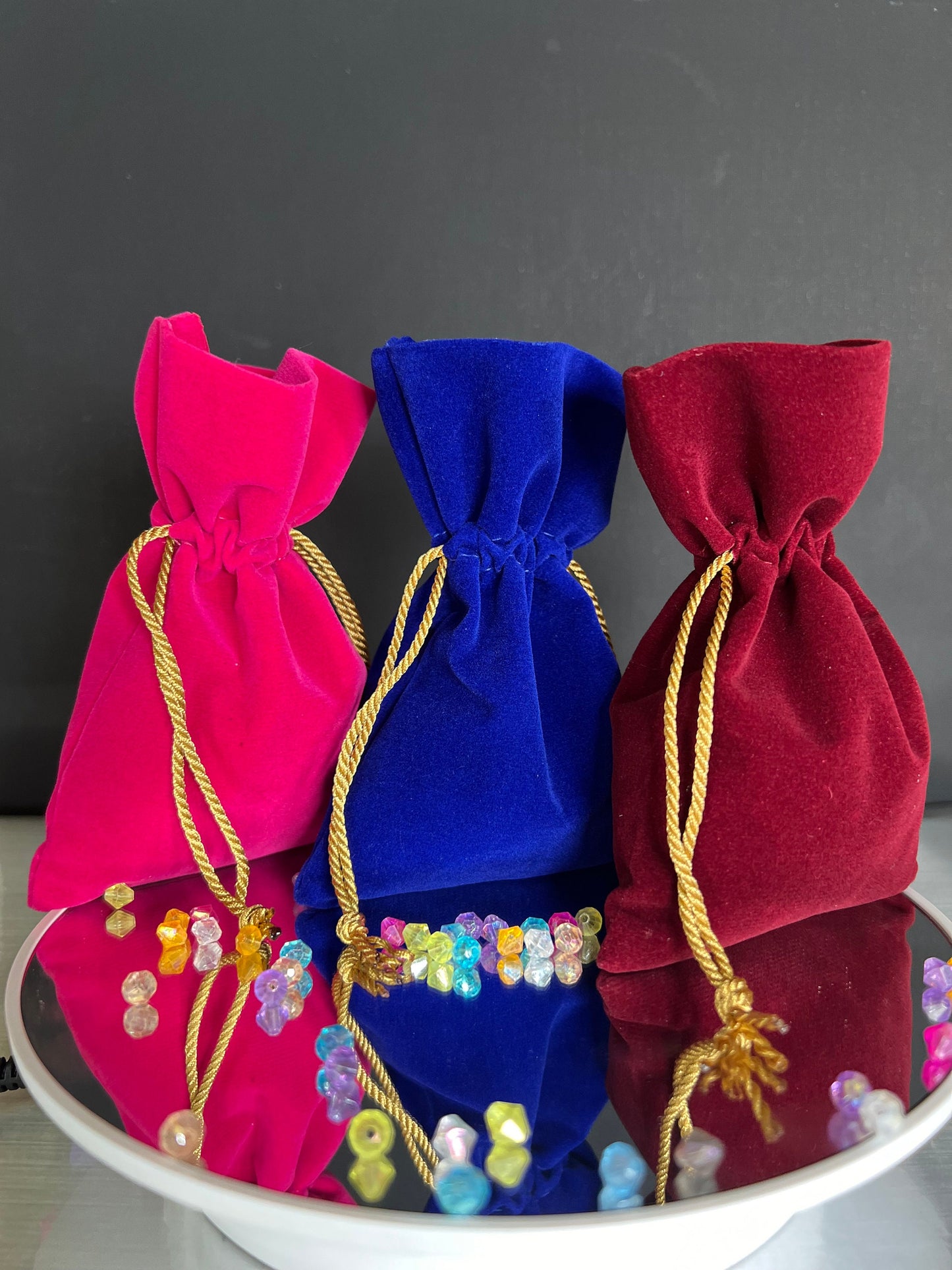 5 Pk - Velvet Bags, Middle Opening