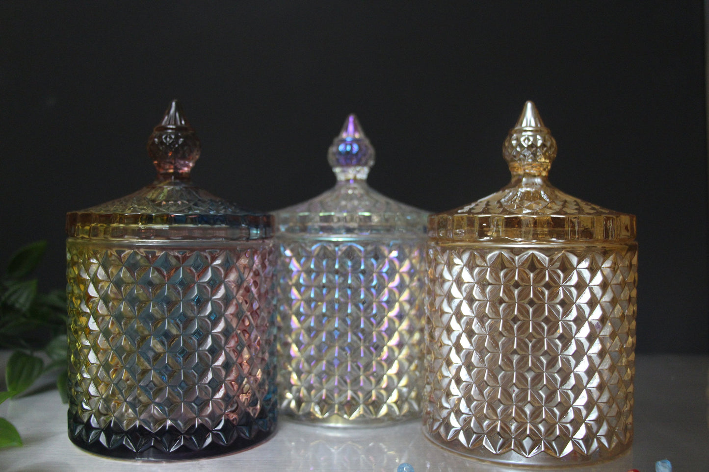 4 Pk Geometric Candle Jars, 10 oz Each