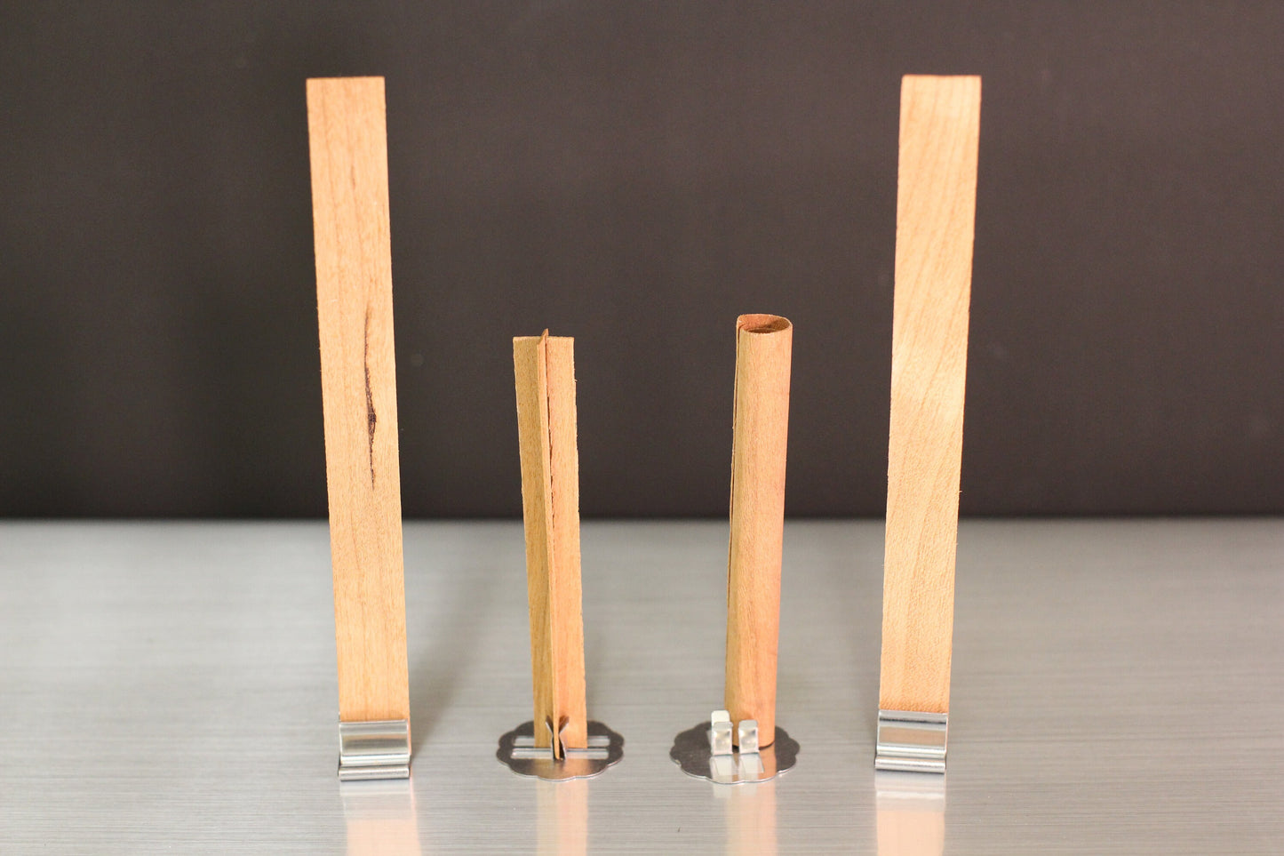 10 Pk Wood Wicks - Single / Double Layer - With Bases Included.