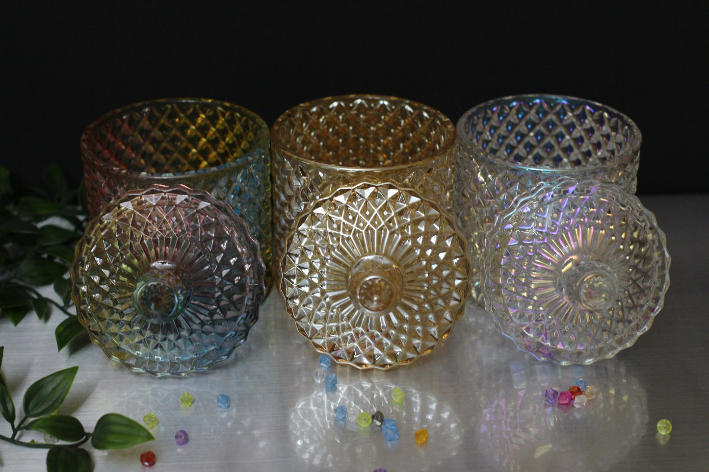 4 Pk Geometric Candle Jars, 10 oz Each