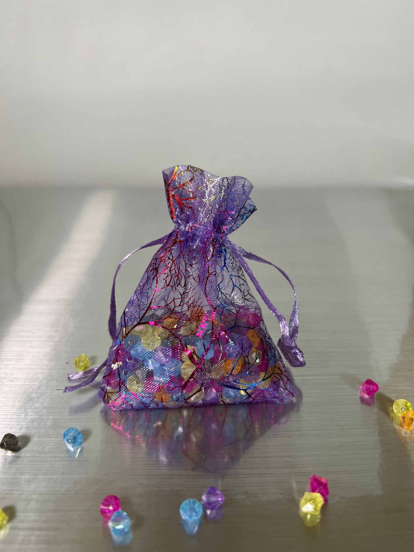 5 Pk Organza Bags - Coral Pattern
