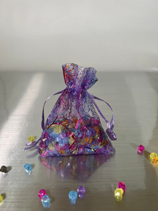 5 Pk Organza Bags - Coral Pattern